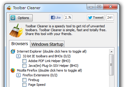 Toolbar Cleaner のスクリーンショット